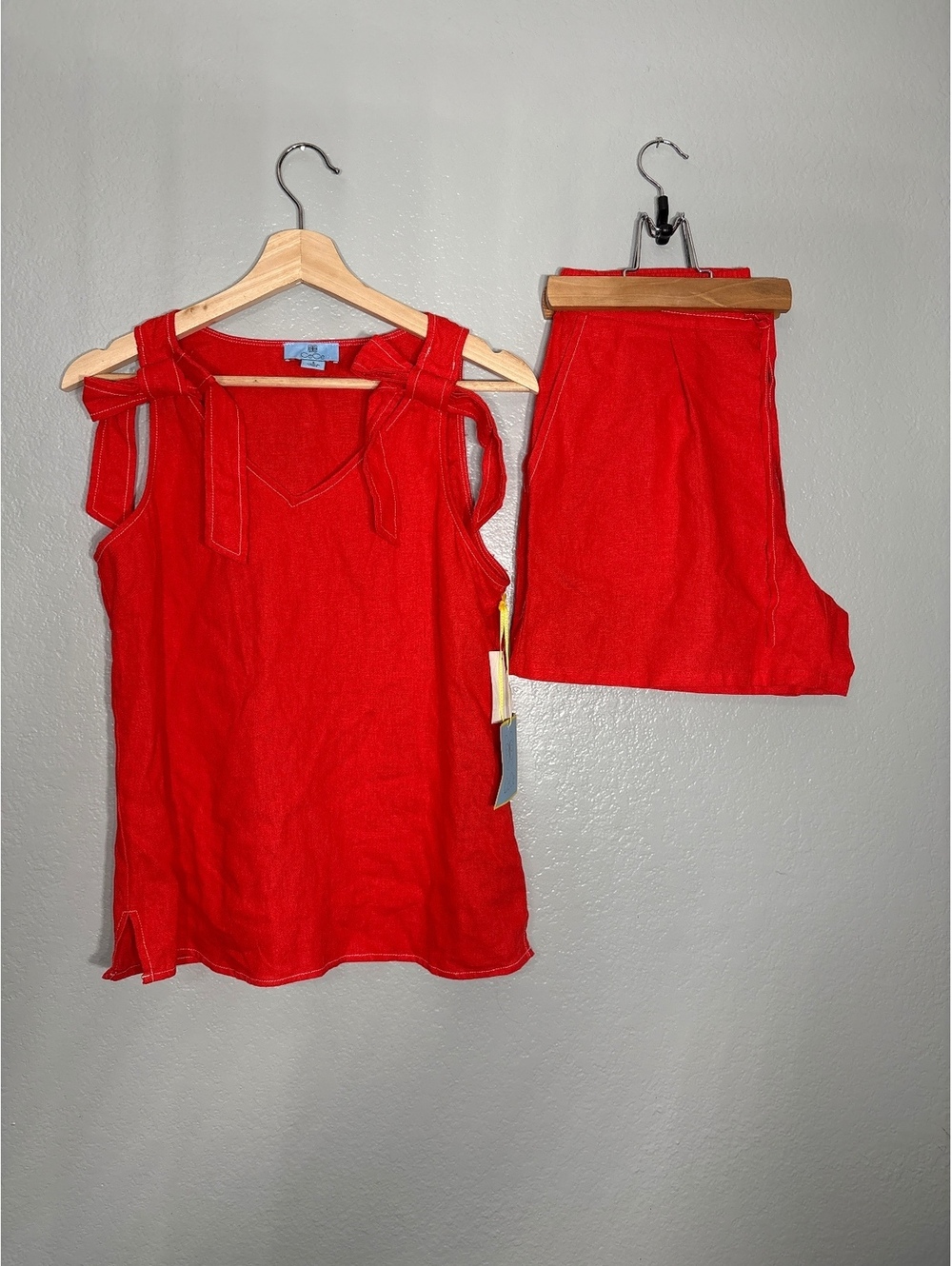 Cottage, Girlcore linen blend matching red set. NWT